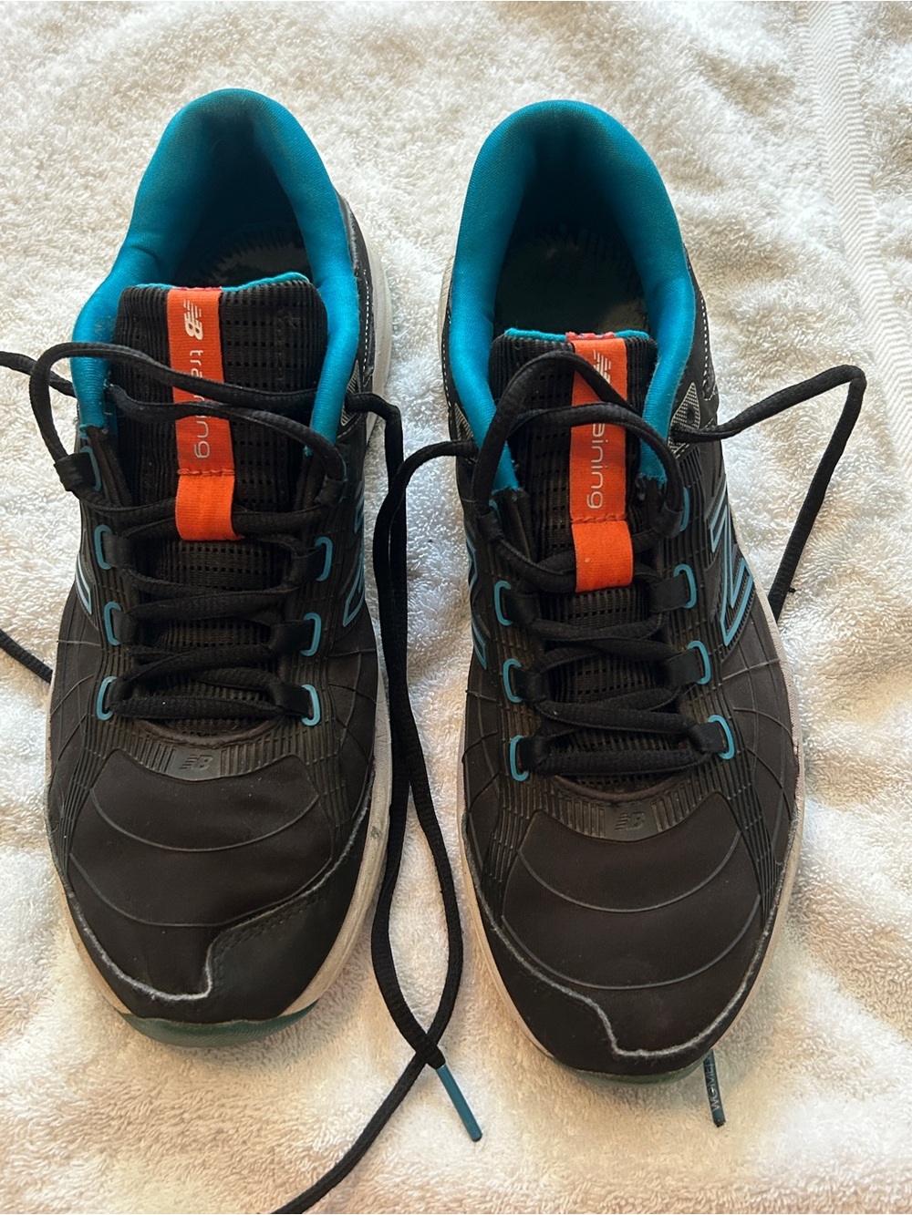 Balance Black Sneakers with Teal Lining and Orange Tongue Tabs